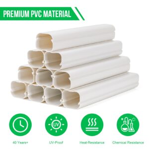 Kerykwan 3" W 13.5Ft L Mini Split AC Line Cover Kit Decorative PVC Tubing Pipe Cover Set for Center Air Conditioner&Heat Pumps Systems