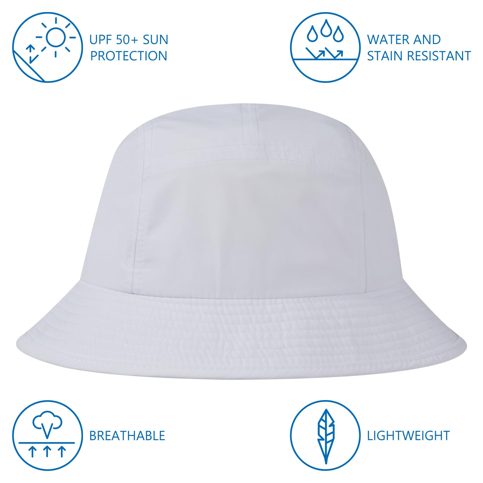 BASSDASH UPF50+ Fishing Bucket Hat for Men Women Lightweight Water Resistant Packable Outdoor Summer Sun Hats FH13 White