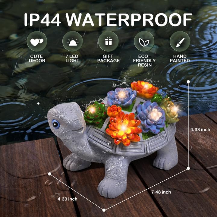 Eletorot Turtle Birthday Gifts for Mom: Solar Garden Statues with 7 Led Lights, Unique Gardening Gifts for Grandma Mom Women, Outdoor Decor for Patio, Backyard, Yard