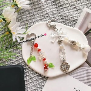 Meefisher White Bear Y2K Aesthetic Accessories Gift Keychain Cute Love Heart Keyring for Girl Women Bag Charms Pendant, Kawaii Jewelry Gifts