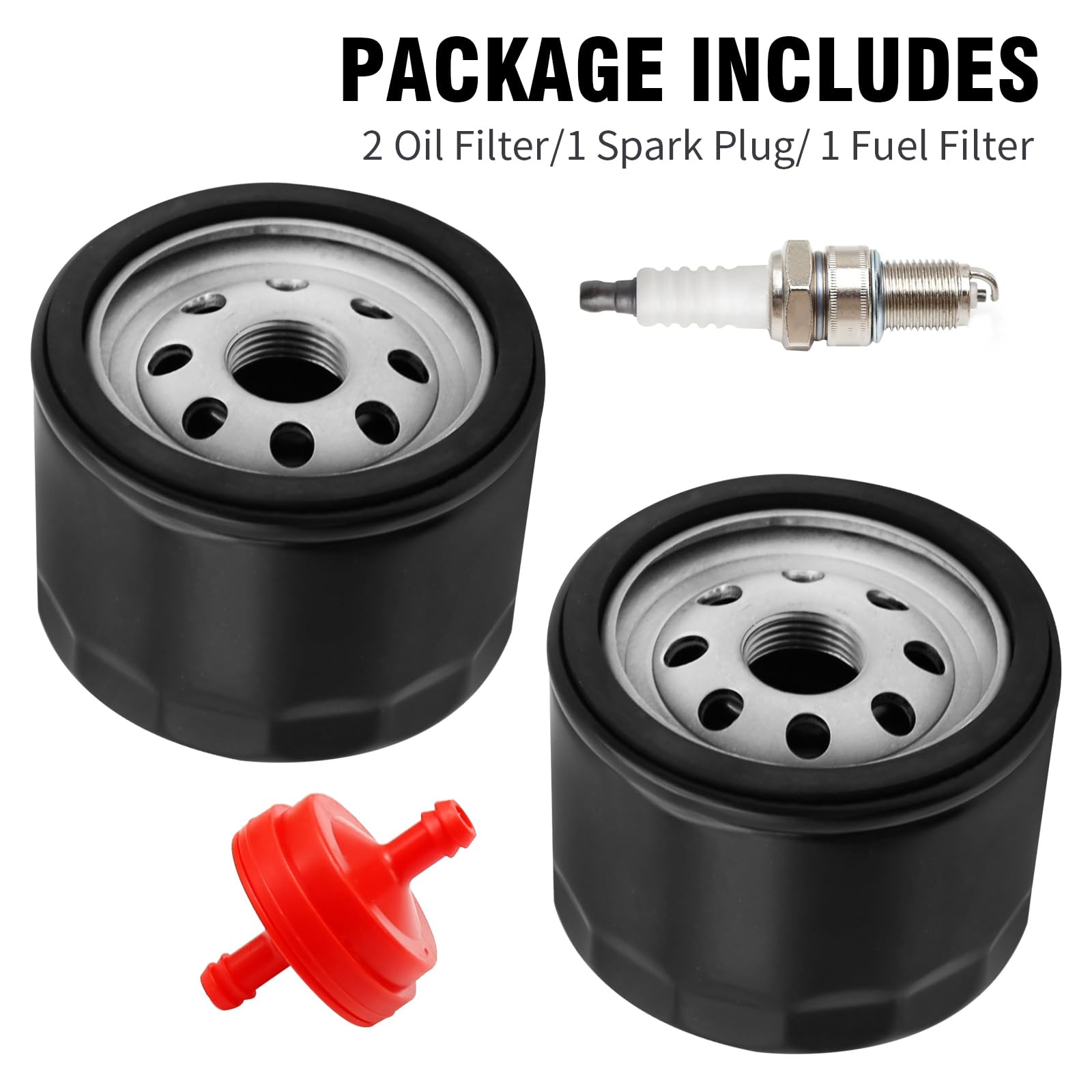 SYOWADA 2 Pcs 951-12690 Oil Filter Replacement For Huskee LT3800 LT4200 LT 4200 Lawn Mower, Replacement For Craftsman LT1500 R1000 RER1000 With Spark Plug Fuel Filter