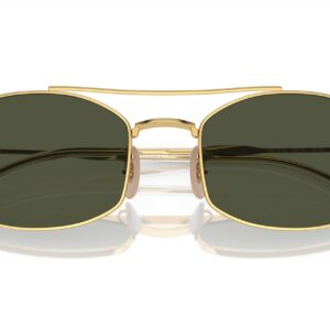 Ray-Ban RB3719 Oval Sunglasses, Gold/Green, 54 mm