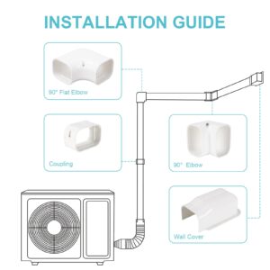 4” 13.5 Ft Mini Split Line Set Cover,Decorative PVC Line Set Cover Kits for Mini Air Conditioners Ouside Heat Pumps with Flexible Duct