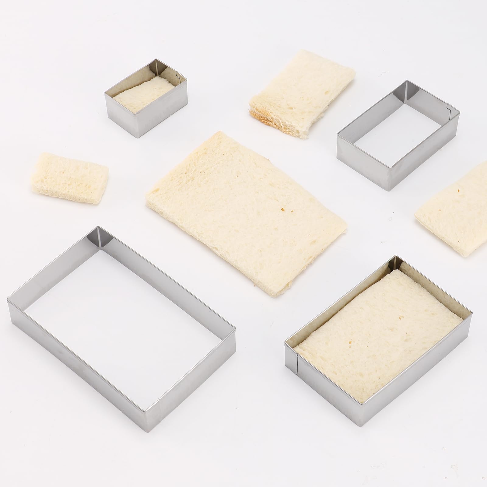 Rectangle cookie cutter ANCKNE Stainless Steel Rectangle Biscuit Molds Square Pastry Molds Fondant Cake Cookie Cutter Set 1 Inch Depth