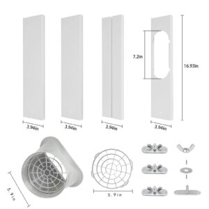 KXXFFWS Portable Air Conditioner Window Vent Kit with 5.9” Exhaust Hose,Universal AC parts Anti-Clockwise Hose for Portable AC Unit