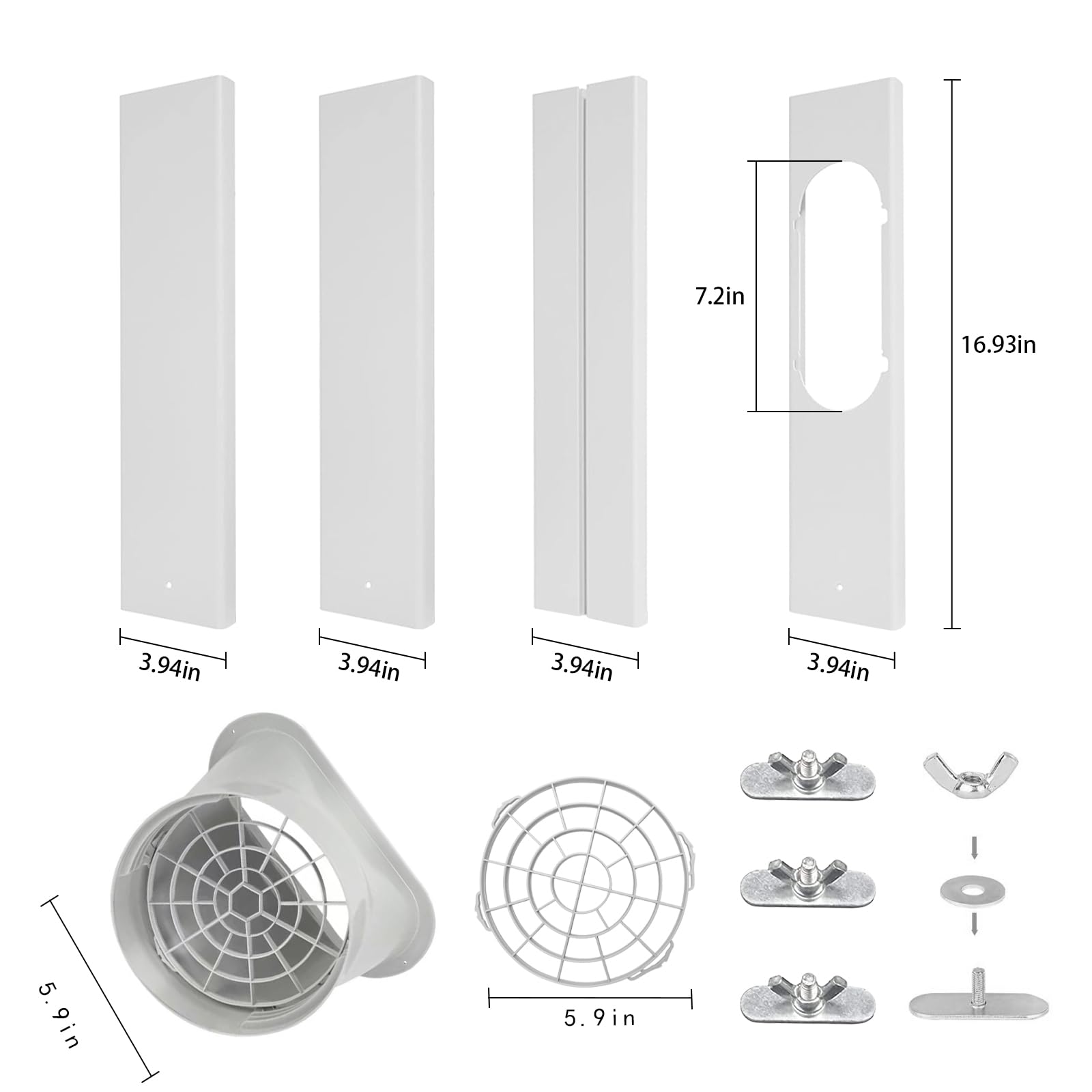 KXXFFWS Portable Air Conditioner Window Vent Kit with 5.9” Exhaust Hose,Universal AC parts Anti-Clockwise Hose for Portable AC Unit