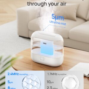 Dreo Smart Humidifier, Cool Mist Humidifiers for Bedroom, Quiet 4L Top Fill Ultrasonic Humidifiers for Home Office Plant & Baby with Nightlight, LED Display, 32H Runtime, APP/Voice Control, HM311S