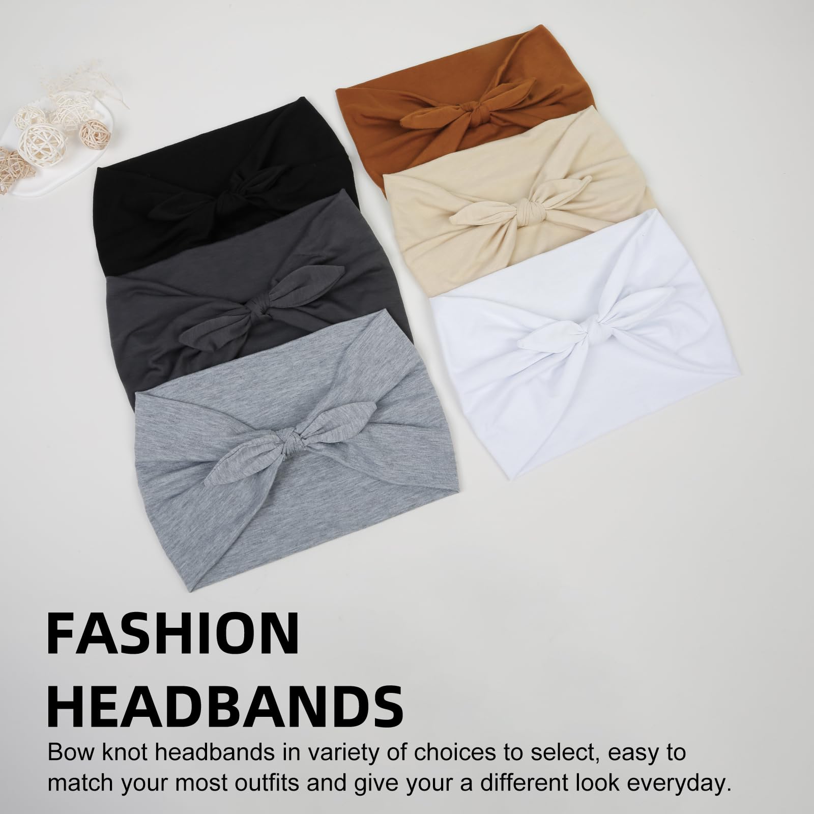 Huachi 6 Packs Bow Headbands for Women 7’’ Extra Wide Head Bands for Women’s Hair Non Slip Headwraps Workout Turban Hair Accessories