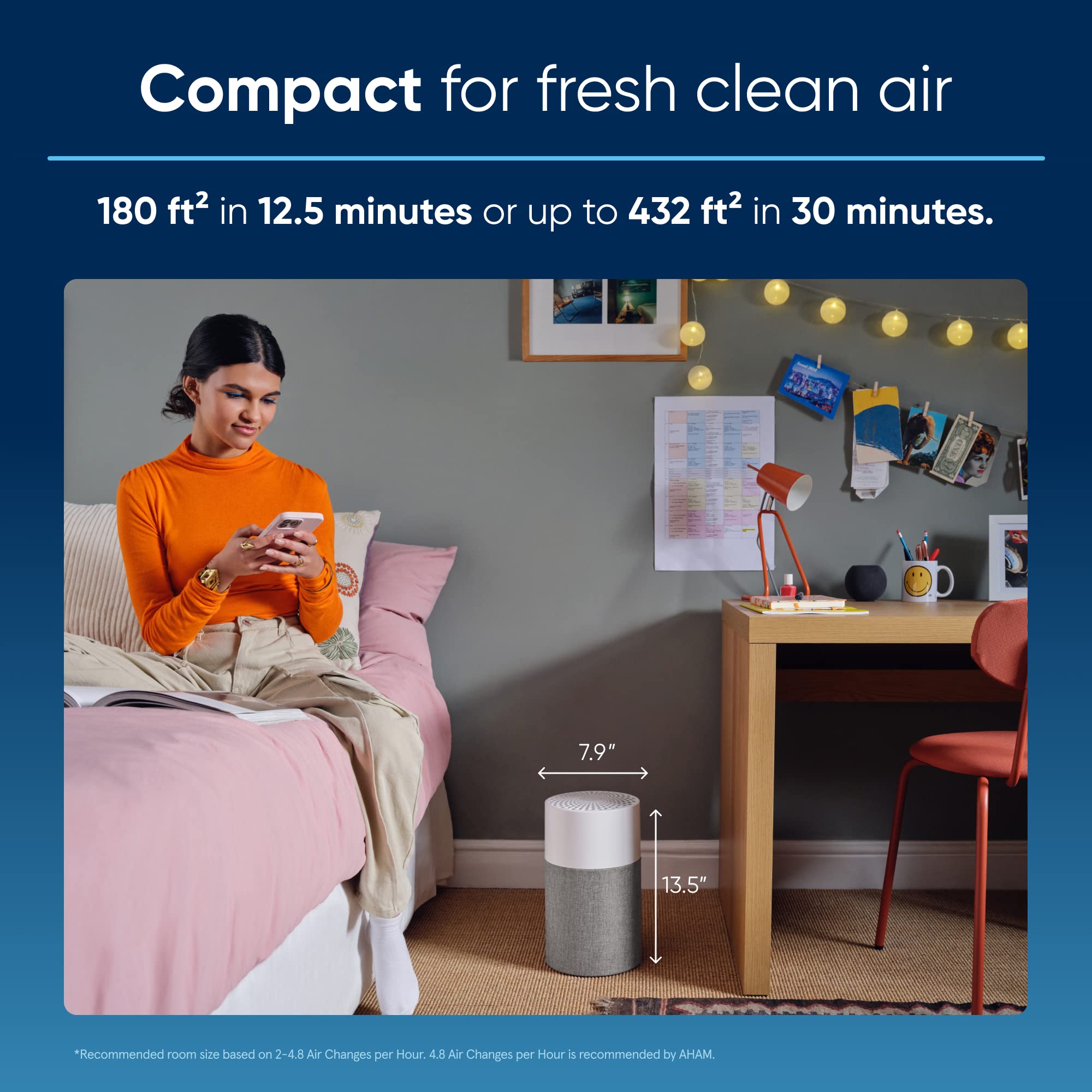 BLUEAIR Air Purifiers, Blue 311i Max & Air Purifiers for Bedroom, HEPASilent Small Room Air Purifiers for Home, Air Purifiers for Pets Allergies Air Cleaner, Virus Air Purifier for Dust