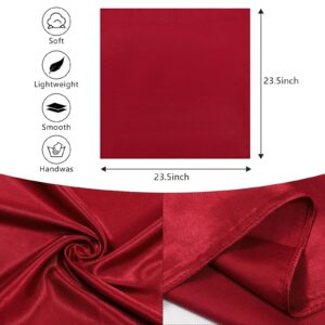 AWAYTR 23.6" Satin Neck Scarf Small Hair Scarf Women Silk Head Scarf Costume Bandana Girls Vintage Handkerchief Ribbon Scarf (Wine red)