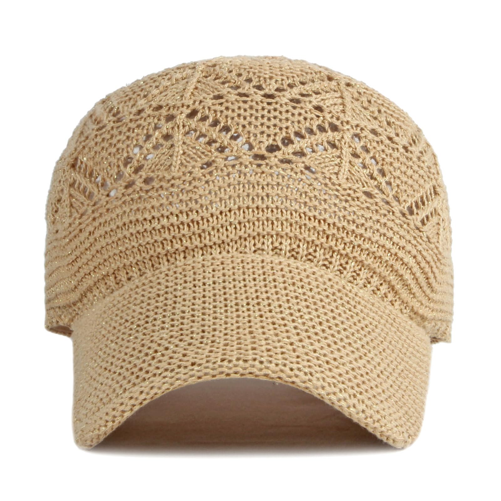 FASHIXD Knit Mesh Baseball Cap for Women Summer Yarn Trucker Hats Breathable Outdoor Hat (Khaki)