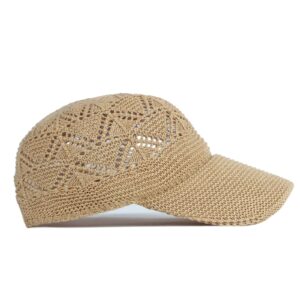 FASHIXD Knit Mesh Baseball Cap for Women Summer Yarn Trucker Hats Breathable Outdoor Hat (Khaki)