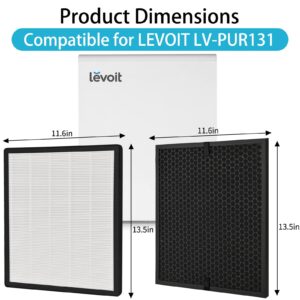 Pmosata LV-PUR131 Replacement Filters for LEVOIT LV-PUR131 and LV-PUR131S LV-PUR131-RF Air Purifier,4 in 1 True HEPA filters 2 Pack True HEPA and 2 pack Activated Carbon Filters