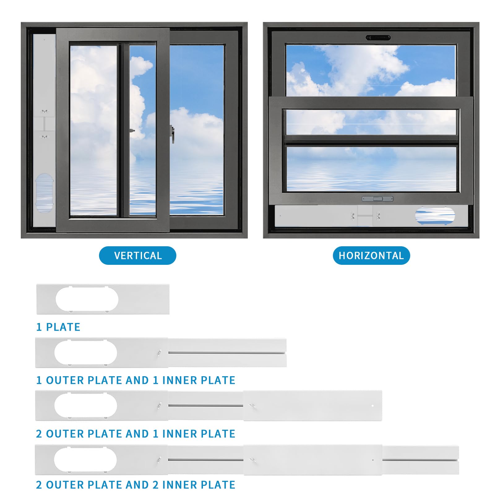 KXXFFWS Portable Air Conditioner Window Vent Kit with 5.9” Exhaust Hose,Universal AC parts Anti-Clockwise Hose for Portable AC Unit