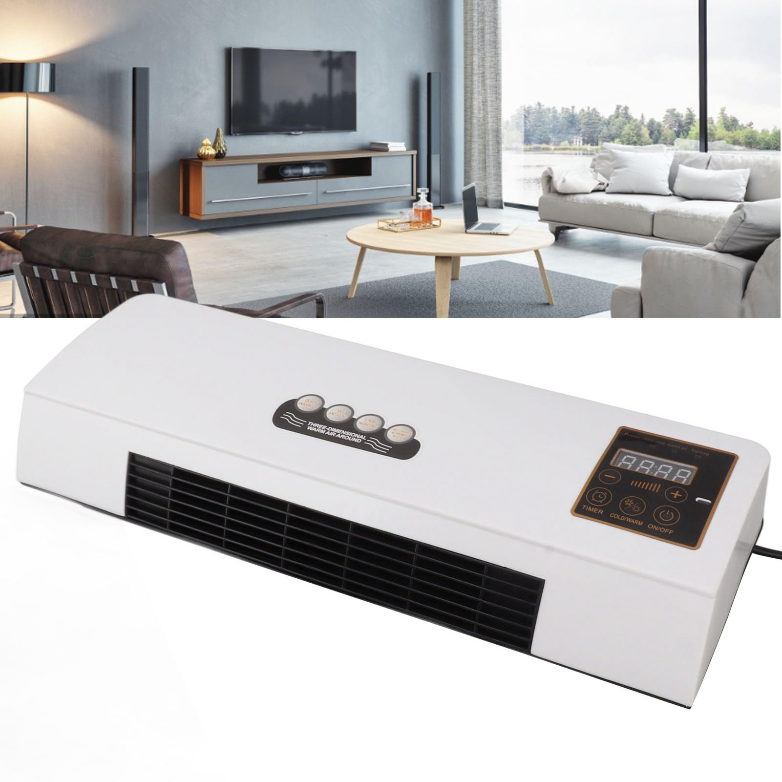 ZJchao Small Air Conditioner, Wall Mounted Heating Machine Dual Use Highly Efficient Wide Angles Mobile Mini Heater Machine Hot Fan with Heating and Indoor Wind for Bedroom Living