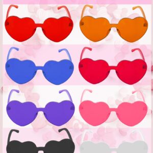 MIUSKATL 18 Pairs Heart Sunglasses, Rimless Heart Shaped Sunglasses Pack, Bulk Heart Sunglasses for Women, Colored Party glasses (Pink)