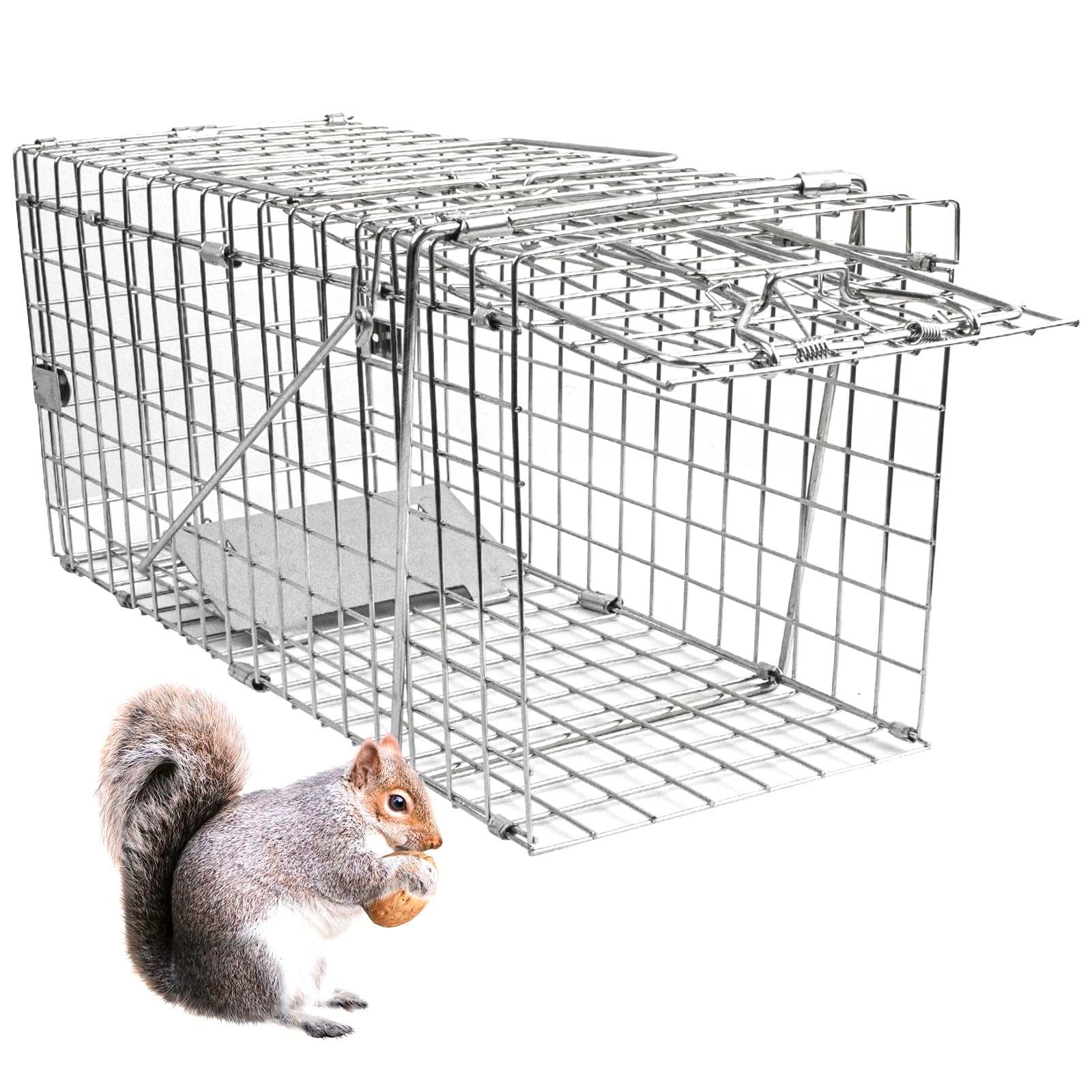 EPESTOEC 17.3" Heavy Duty Squirrel Trap, Folding Live Small Animal Cage Trap, Humane Traps, Catch and Release.