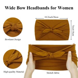 Huachi 6 Packs Bow Headbands for Women 7’’ Extra Wide Head Bands for Women’s Hair Non Slip Headwraps Workout Turban Hair Accessories