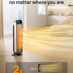 Dreo Space Heater for Indoor Use, 25" 11.5ft/s Fast Electric Heater with Remote and Thermostat, 3 Modes, Overheating & Tip-Over Protection, Portable Heater for Large Room, Bedroom, Office, Gold