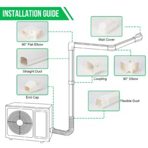 Kerykwan 3" W 15.5Ft L Mini Split AC Line Cover Kit Decorative PVC Tubing Pipe Cover Set for Center Air Conditioner&Heat Pumps System