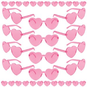 24 pack heart sunglasses rimless heart shaped glasses candy heart sunglasses for women colored sunglasses party favors (pink)