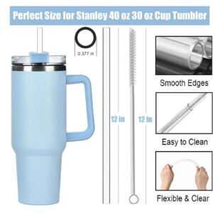 14 Pack Replacement Straws for 40 oz Stanley Adventure Travel Tumbler Cup, Reusable Straws Colored Plastic Straws with Cleaning Brush, Compatible with 40oz 30oz 20oz 14oz Stanley Water Jug, 12inch