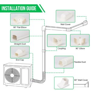 Kerykwan 3" W 13.5Ft L Mini Split AC Line Cover Kit Decorative PVC Tubing Pipe Cover Set for Center Air Conditioner&Heat Pumps Systems