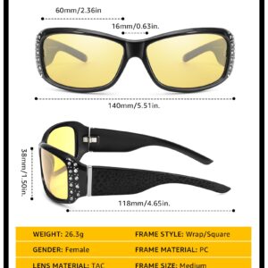 LVIOE Night Vision Pro Driving Glasses for Women Oval Anti Glare Polarized Astigmatism Yellow Glasses for Night Driving N010