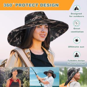 Herolland Super Wide Brim Sun Hat for Men and Women,UPF50+ Waterproof Bucket Hat for Fishing, Hiking, Camping