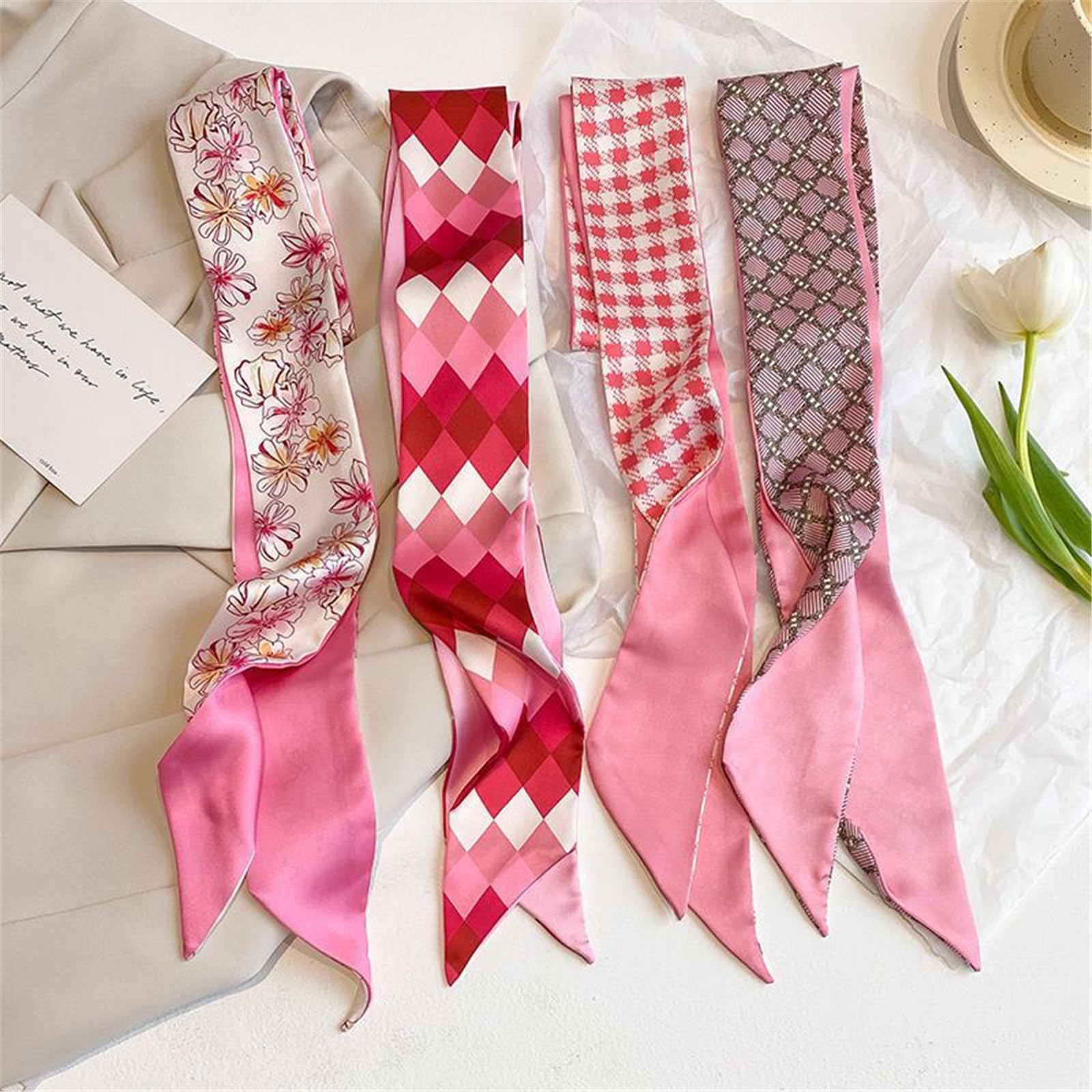 QTMY 17 Pack Purse Scarf for Bags Silk Head Scarf for Hair Handbag Women Scarfs Band Hair Neck Scarves Fashion Gifts (1)