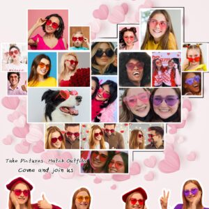 MIUSKATL 18 Pairs Heart Sunglasses, Rimless Heart Shaped Sunglasses Pack, Bulk Heart Sunglasses for Women, Colored Party glasses (Pink)