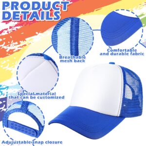 Suhine 100 Pack Sublimation Blank Baseball Caps Bulk Adjustable Mesh Trucker Hats Polyester Mesh Caps for Women Men Kids (Adults)