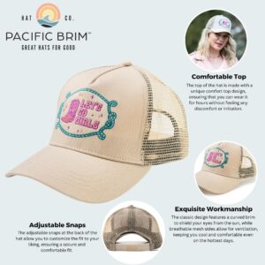 PACIFIC BRIM Women's Adjustable Cap Mesh Side Panels Trucker Hat - Let's Go Girls