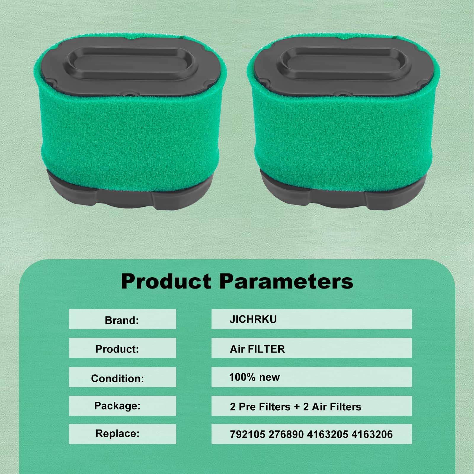 JICHEKU 2 Pack 792105 Air Filter Compatible with BS 276890 4163205 4163206 44H777 Lawn Mower Air filter Z245 Z425 D160 D170 LA155 with Pre Filter