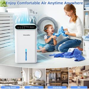 Dehumidifiers for Home, Up to 800 Sq.ft, 86oz Water Tank, Dehumidifiers for Bedroom with Essential Oil Diffuser, 7 Color LED Light, 24H Timer, Auto Shut-off, Ideal for Bathroom Basement Closet RV