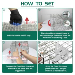 EPESTOEC 17.3" Heavy Duty Squirrel Trap, Folding Live Small Animal Cage Trap, Humane Traps, Catch and Release.