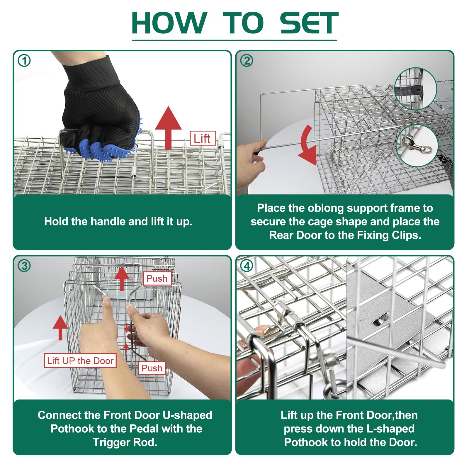 EPESTOEC 17.3" Heavy Duty Squirrel Trap, Folding Live Small Animal Cage Trap, Humane Traps, Catch and Release.