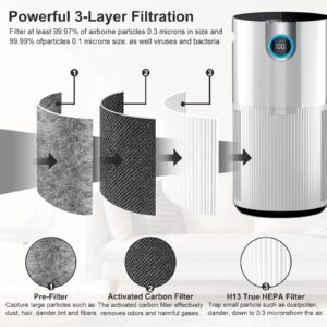 NXBHG 2 Pack HP201 Replacement Filter Compatible with Shark HP201, HP202, UA205, AP1000 and for Shark HC501, HC502 Air Purifier MAX, Absorb 99.97% Particulate, Compare Part HE2FKBASMB, HE2FKBAS.