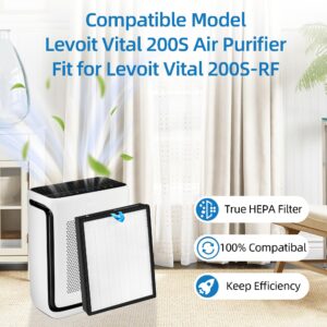 Vital 200S Replacement Filter for LEVOIT Vital 200S Air Purifier, 3-in-1 True HEPA and High Efficiency Activated Carbon Filter, Part# Vital 200S-RF,2 Pack,White