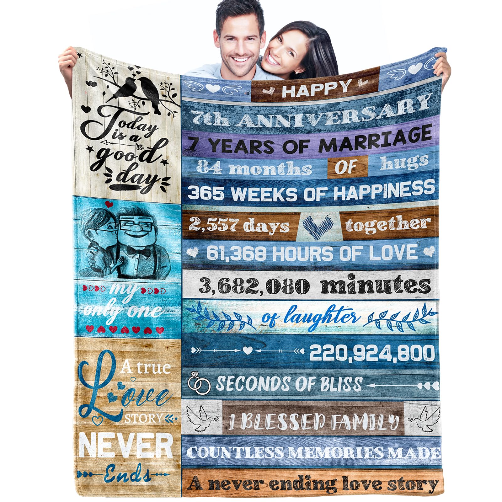 YOWNICF 7 Year Anniversary Traditional Gifts for Her Him, Copper Gifts for 7th Anniversary, 7 Year Wool Anniversary Wedding Gifts, Best 7th Anniversary Blanket Present for Couple Wife Husband