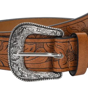 UTOWO Adjustable Vintage Western-Belts for Women Men - Engraved Buckle Cowgirl-Cowboy-Belt for Jeans fit 28-38" waist