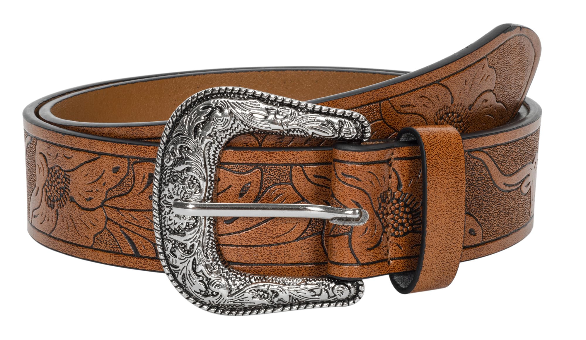 UTOWO Adjustable Vintage Western-Belts for Women Men - Engraved Buckle Cowgirl-Cowboy-Belt for Jeans fit 28-38" waist