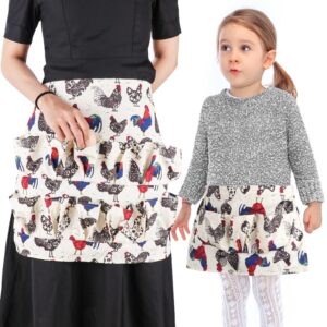 Hossmily 2 Pack Egg Apron, Egg Collecting Apron for Chicken Duck Goose Eggs, Chicken Egg Apron for Housewife Farmhouse Kitchen Restaurant Parent-Child Activities, Adult 12 Pockets &Child 3 Pockets