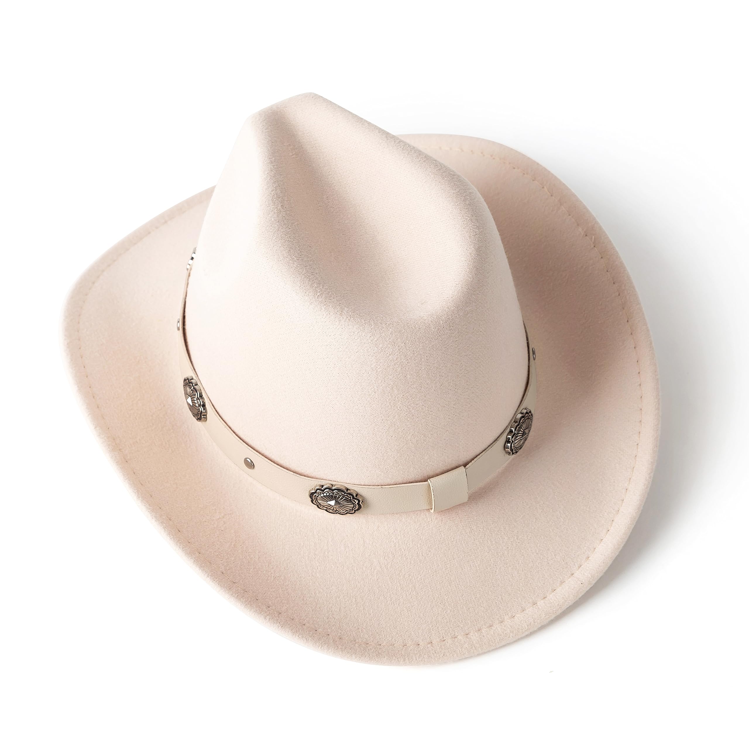 Lisianthus Cowboy Cowgirl Hats for Women & Men Felt Western Outdoor Hat Wide Brim Milky Way Beige