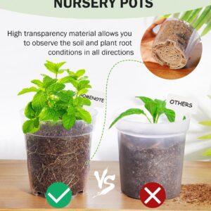 homenote Clear Nursery Pots for Plants,3/4/5 Inch Plant Pot for Planting Plastic Seedling Pots with Drainage Holes Seed Starter Pot Flower Pots High Transparency with 20 Plant Labels (30 Pack)