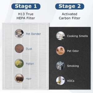 TOMOON C545 Replacement Filter S for Win.ix Air Purifier, C545 HEPA Filter S Set Replace Part No. 1712-0096-00 and 2522-0058-00, 2 x C545 True HEPA Filter + 8 x Activated Carbon Filter