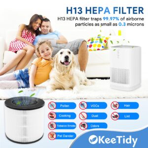 Keetidy True HEPA Replacement Filters for MA Air Purifier 14/14W/14B models, H13 True HEPA and Activated Carbon Filters, 3 in 1 Pre-Filters, 2 Pack