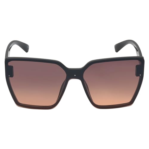 Martha Stewart Women's MS168 Cat Eye Shield UV400 Protective Square Sunglasses-Timeless Gifts for Her, 144mm, Black, 144 mm