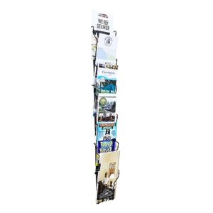 fixturedisplays® vertical wall mounting 6 pockets 4 x 6" greeting card post card rack 4.7 x 2.2 x 30.3" with slight pocket overlap 11713-4x6-blk