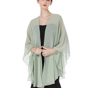 BEAUZSUZSANA Summer Shawls and Wraps for Women Evening Dresses Bridal Wedding Lightweight Party Travel Chiffon Scarf (Sage Green)